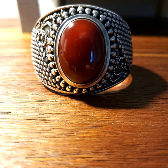Vintage Sterling Silver Carnelian Bracelet - Picture 13 of 15